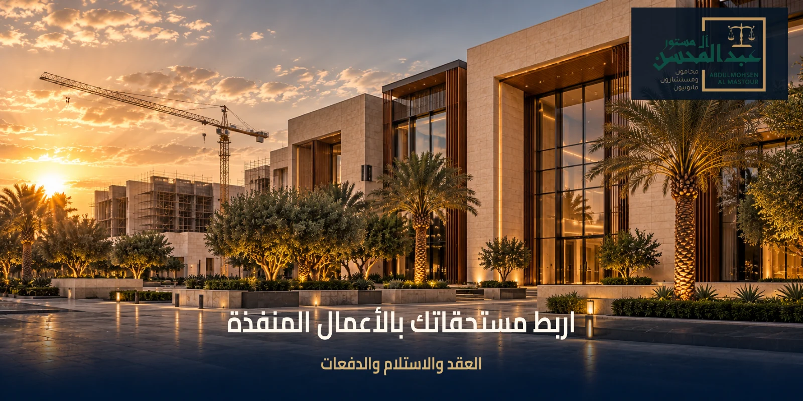 اربط مستحقاتك بالأعمال المنفذة في مشهد توضيحي مرتبط بموضوع المقال مع شعار المكتب