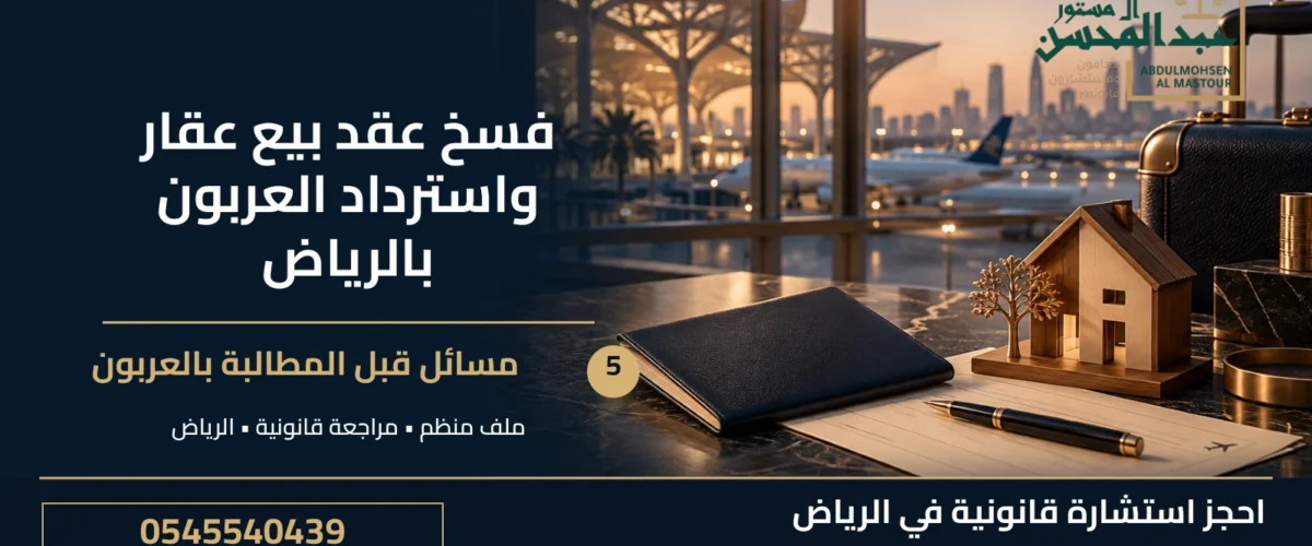 فسخ عقد بيع عقار واسترداد العربون بالرياض: 5 مسائل