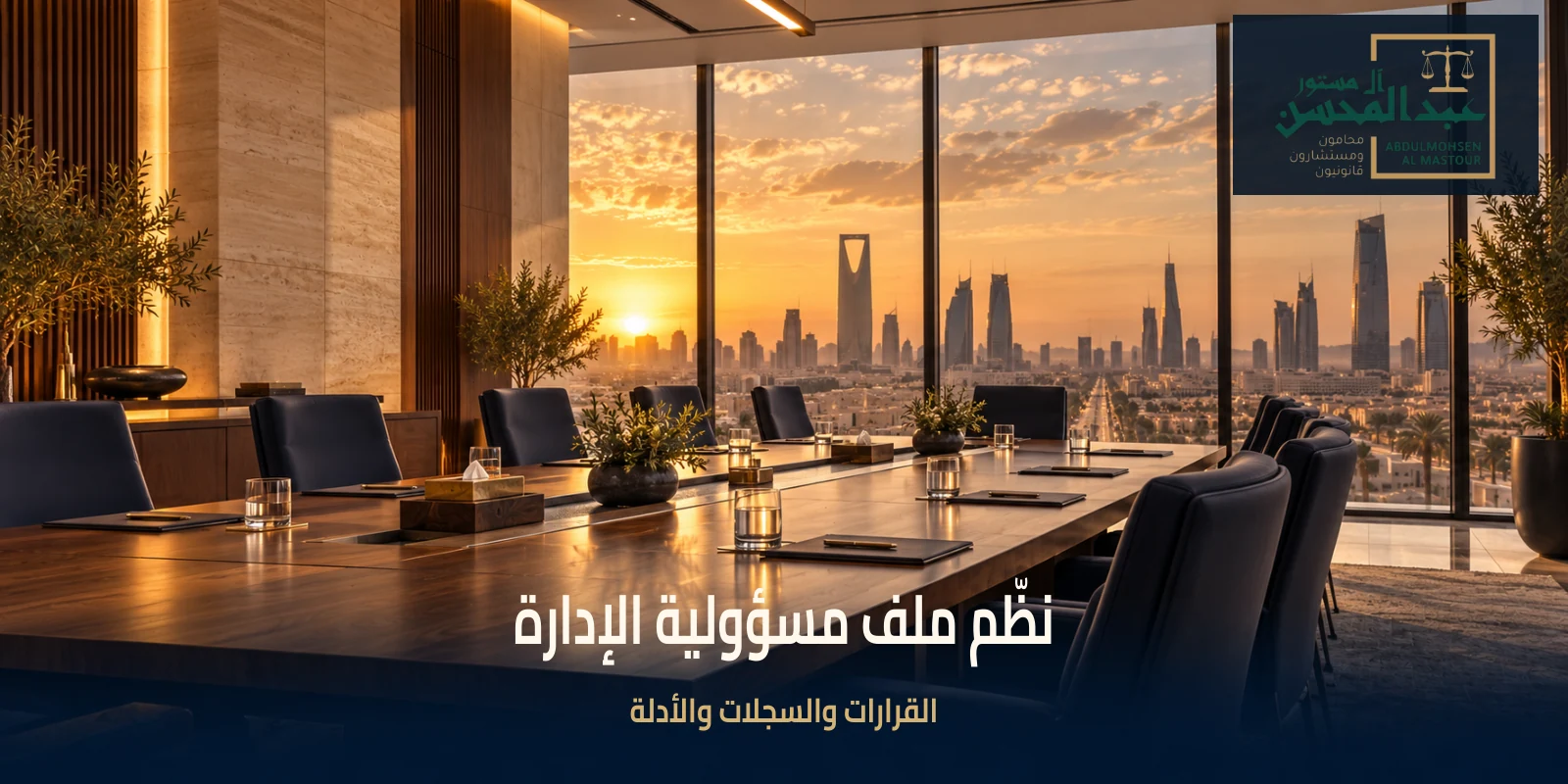 نظّم ملف مسؤولية الإدارة في مشهد توضيحي مرتبط بموضوع المقال مع شعار المكتب